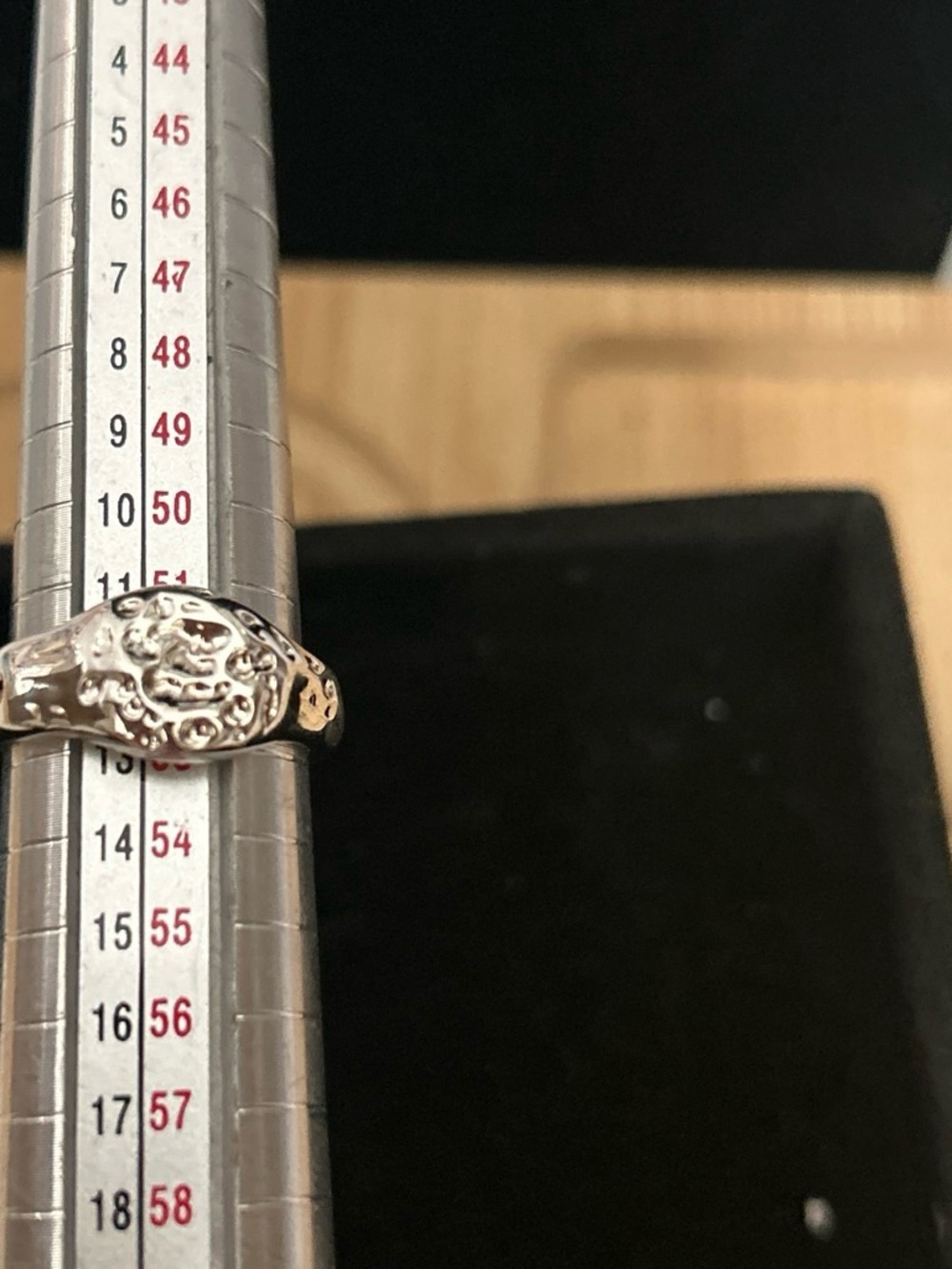 Silver color hammered tone adjustable ring- Silver